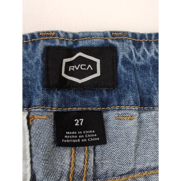 RVCA Valley Jean Shorts Womens 27 Blue Denim Exposed Zipper Festival Beach - Picture 5 of 12